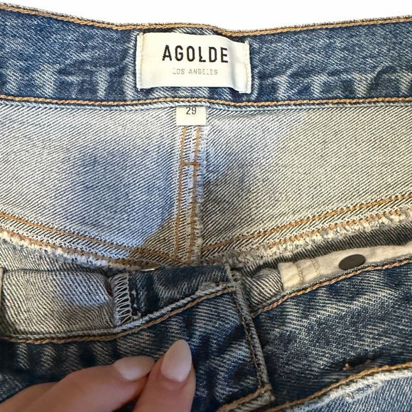 Agolde‎ Parker Angled Hem Denim Jean Mini Skirt Size 29 - Picture 4 of 6